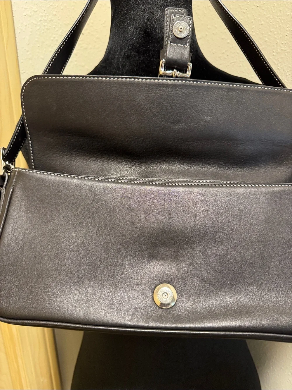 Classic Black Leather Shoulder Bag
